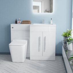 Nes Home Rh 1100 mm L-Shape White Basin Vanity Unit Wc Btw Rimless Toilet - thumbnail 4
