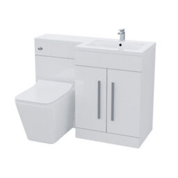 Nes Home Rh 1100 mm L-Shape White Basin Vanity Unit Wc Btw Rimless Toilet - thumbnail 6