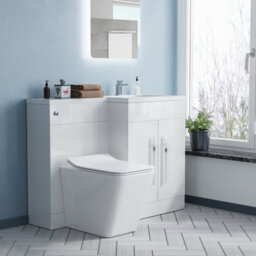 Nes Home Rh 1100 mm L-Shape White Basin Vanity Unit Wc Btw Rimless Toilet - thumbnail 5