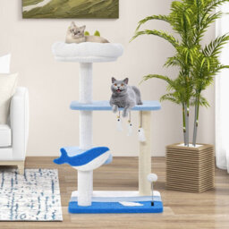 Costway Ocean-Themed Cat Tree 3-Level Cat Tower W/ Sisal Covered Scratching Posts Cat Activity Center - thumbnail 8
