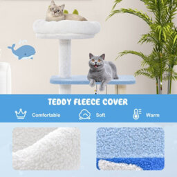 Costway Ocean-Themed Cat Tree 3-Level Cat Tower W/ Sisal Covered Scratching Posts Cat Activity Center - thumbnail 6