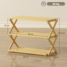 Wyld Haus Palu Natural Bamboo 3-Tier Folding Shoe Rack 60 X 29 X 45.5Cm - Holds Up To 9 Pairs - thumbnail 3