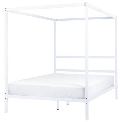 Beliani Four Poster Bed Metal Lestards 140 X 200 Cm (Eu Double) White - image 1