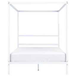 Beliani Four Poster Bed Metal Lestards 140 X 200 Cm (Eu Double) White - thumbnail 4