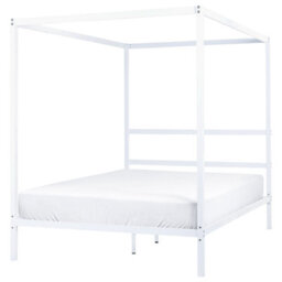 Beliani Four Poster Bed Metal Lestards 140 X 200 Cm (Eu Double) White - thumbnail 1