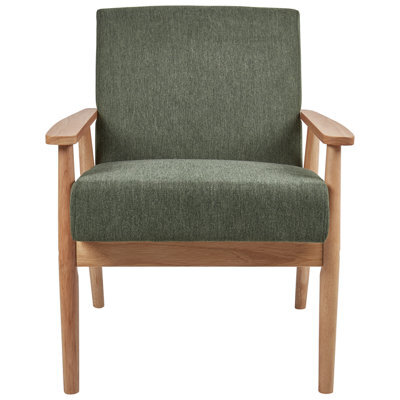 Wyld And Coco Mid-Century Armchair Green Polyester Upholstery Rubberwood Frame - W62 X D80 X H79Cm - image 1