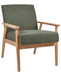 Wyld And Coco Mid-Century Armchair Green Polyester Upholstery Rubberwood Frame - W62 X D80 X H79Cm - thumbnail 3