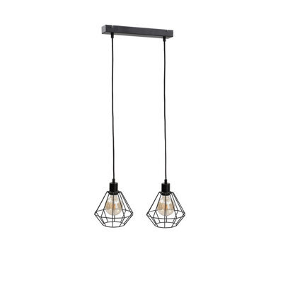 Luminosa Lighting Luminosa Foskal Bar Pendant Ceiling Light Black, 50Cm, 2X E27