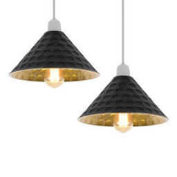 2Pack 24Cm Black And Gold Metal Ceiling Lamp Shade For Bedroom Hallway Office Cafe Light - thumbnail 1