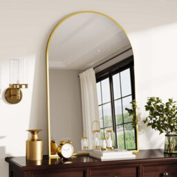 Gold Arched Wall Mirror Framed Bathroom Mirror 95 X 65Cm - thumbnail 1