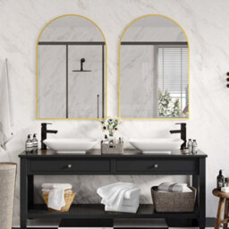 Gold Arched Wall Mirror Framed Bathroom Mirror 95 X 65Cm - thumbnail 5