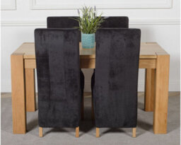 That's Furniture Kuba 150 X 85 Cm Chunky Medium Oak Dining Table And 4 Chairs Dining Set With Lola Black Fabric Chairs - thumbnail 2
