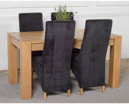 That's Furniture Kuba 150 X 85 Cm Chunky Medium Oak Dining Table And 4 Chairs Dining Set With Lola Black Fabric Chairs - thumbnail 3