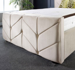 Ds Living Milly Chevron Upholstered Soft Touch Cream Velvet Luxury 4Ft6 Double Bed Frame - thumbnail 4