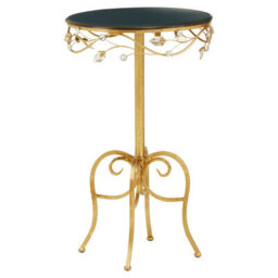 Orsina Elegant Round Table With Black Wooden Top, Sturdy Small Table For Bedroom, Stylish Outdoor Side Table - thumbnail 2