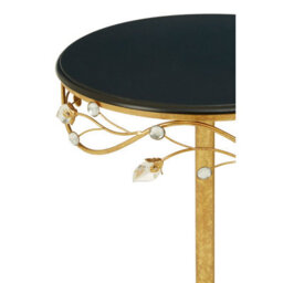 Orsina Elegant Round Table With Black Wooden Top, Sturdy Small Table For Bedroom, Stylish Outdoor Side Table - thumbnail 3