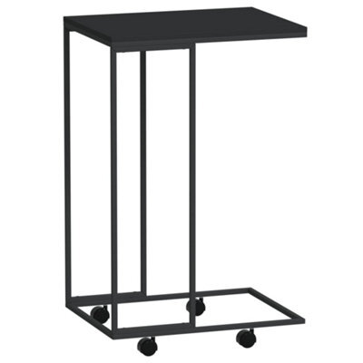 Berkfield Stylish Side Table With Wheels Black 40X30X63.5 Cm Engineered Wood - image 1