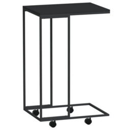 Berkfield Stylish Side Table With Wheels Black 40X30X63.5 Cm Engineered Wood - thumbnail 1