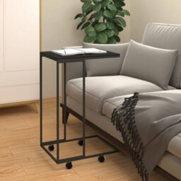 Berkfield Stylish Side Table With Wheels Black 40X30X63.5 Cm Engineered Wood - thumbnail 2