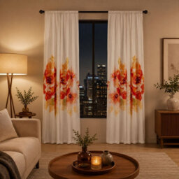 "Smart Living Grace Floral Curtains Pair With Tie Backs - Large Flower Print- Multi - 66""x72""" - thumbnail 2