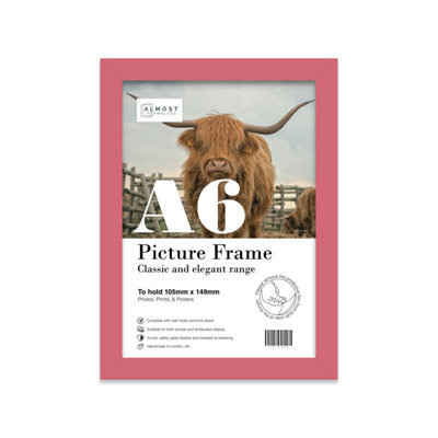 A6 Pink Picture Frame Fits A6 (10.5 X 14.8Cm - 4.1 X 5.8In) Poster, Photo, Artwork, Or Print. - image 1