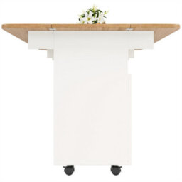 Abrihome Multifunctional Kitchen Island & Buffet Cabinet With Storage, Removable Serving Trolley, Dining Table With Storage Space, White - thumbnail 8