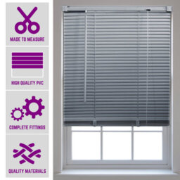 Furnished Made To Measure Grey Pvc Venetian Blind - 25mm Slats Blind For Windows And Doors  (W)105Cm (L)150Cm