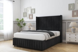 "Comfort Chester Black Naples Divan Bed Set No Drawers - 54"" Wingback & 12"" Footboard 4' Small Double" - thumbnail 2