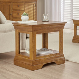 The Furniture Market French Louis Oak Side Lamp Table Elegant Solid Oak Side Table With French-Inspired Design Living Room Bedroom Compact Versatile