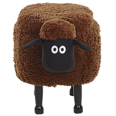 Beliani Kids Animal Stool - Brown Faux Fur Footstool With Rubberwood Legs And Lift-Up Storage (W55 X D35 X H40Cm) - image 1