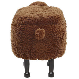 Beliani Kids Animal Stool - Brown Faux Fur Footstool With Rubberwood Legs And Lift-Up Storage (W55 X D35 X H40Cm) - thumbnail 6