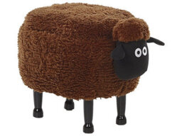 Beliani Kids Animal Stool - Brown Faux Fur Footstool With Rubberwood Legs And Lift-Up Storage (W55 X D35 X H40Cm) - thumbnail 3