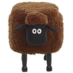 Beliani Kids Animal Stool - Brown Faux Fur Footstool With Rubberwood Legs And Lift-Up Storage (W55 X D35 X H40Cm) - thumbnail 1