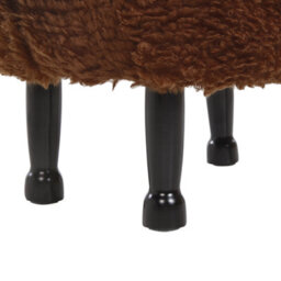 Beliani Kids Animal Stool - Brown Faux Fur Footstool With Rubberwood Legs And Lift-Up Storage (W55 X D35 X H40Cm) - thumbnail 9