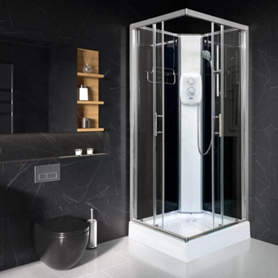 Vidalux Pure E Square 800 X 800 Black Electric Shower Cabin Triton Standard 8.5Kw - image 1