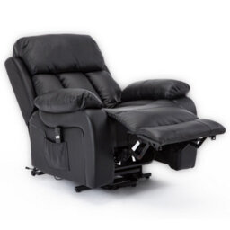 More4Homes Chester Single Motor Electric Rise Recliner Bonded Leather Armchair Electric Lift Riser Chair (Black) - thumbnail 3