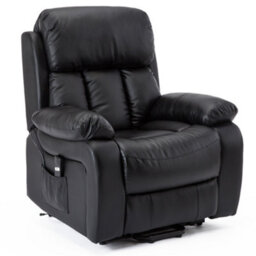 More4Homes Chester Single Motor Electric Rise Recliner Bonded Leather Armchair Electric Lift Riser Chair (Black) - thumbnail 2