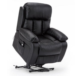 More4Homes Chester Single Motor Electric Rise Recliner Bonded Leather Armchair Electric Lift Riser Chair (Black) - thumbnail 4