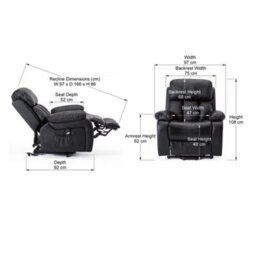 More4Homes Chester Single Motor Electric Rise Recliner Bonded Leather Armchair Electric Lift Riser Chair (Black) - thumbnail 9