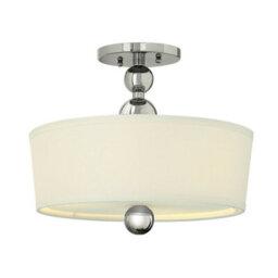 Stylish 3 Bulb Semi Flush Mount Light In Polished Nickel Finish