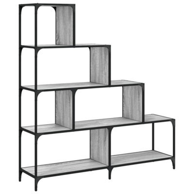 Berkfield Sturdy Bookcase 4-Stair Grey Sonoma 139X33.5X149 Cm Engineered Wood