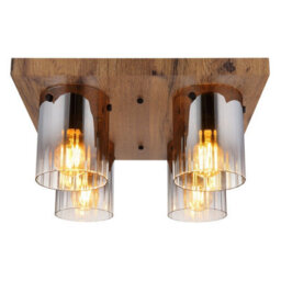 Luminosa Lighting Luminosa Underwood Shade Cluster Ceiling Light Wood Look Dark Smoke Glass Shade 4X E27 - thumbnail 3