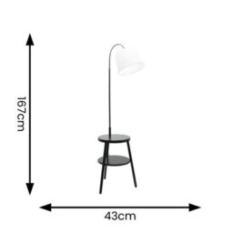 Valuelights Crowther Dark Wood Tripod Storage Floor Lamp With Shelves And Shade - thumbnail 6