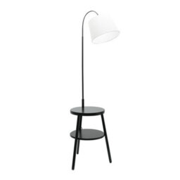 Valuelights Crowther Dark Wood Tripod Storage Floor Lamp With Shelves And Shade - thumbnail 5