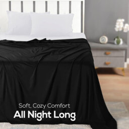 Oxford Homeware Black Flat Sheet 100% Egyptian Cotton 200 Thread Count Soft Easy Care Bedding Sheet (W)270Cmx(L)310Cm (Super King) - thumbnail 4