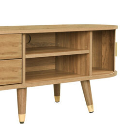 Abrihome Tv Cabinet With Sliding Doors, Low Tv Stand & Holder, Unique Design For Modern Living Rooms - thumbnail 7