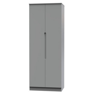 Messina Ready Assembled Modern Matt Grey Tall Double Wardrobe (H)1970mm (W)770mm (D)530mm - image 1
