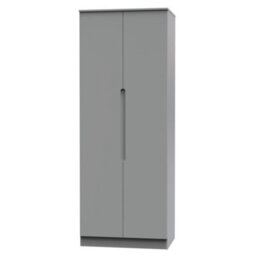 Messina Ready Assembled Modern Matt Grey Tall Double Wardrobe (H)1970mm (W)770mm (D)530mm - thumbnail 1