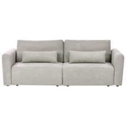 Beliani Sofa Bed 3 Seater Vaxholm Fabric Grey With Storage - thumbnail 4