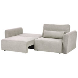 Beliani Sofa Bed 3 Seater Vaxholm Fabric Grey With Storage - thumbnail 5